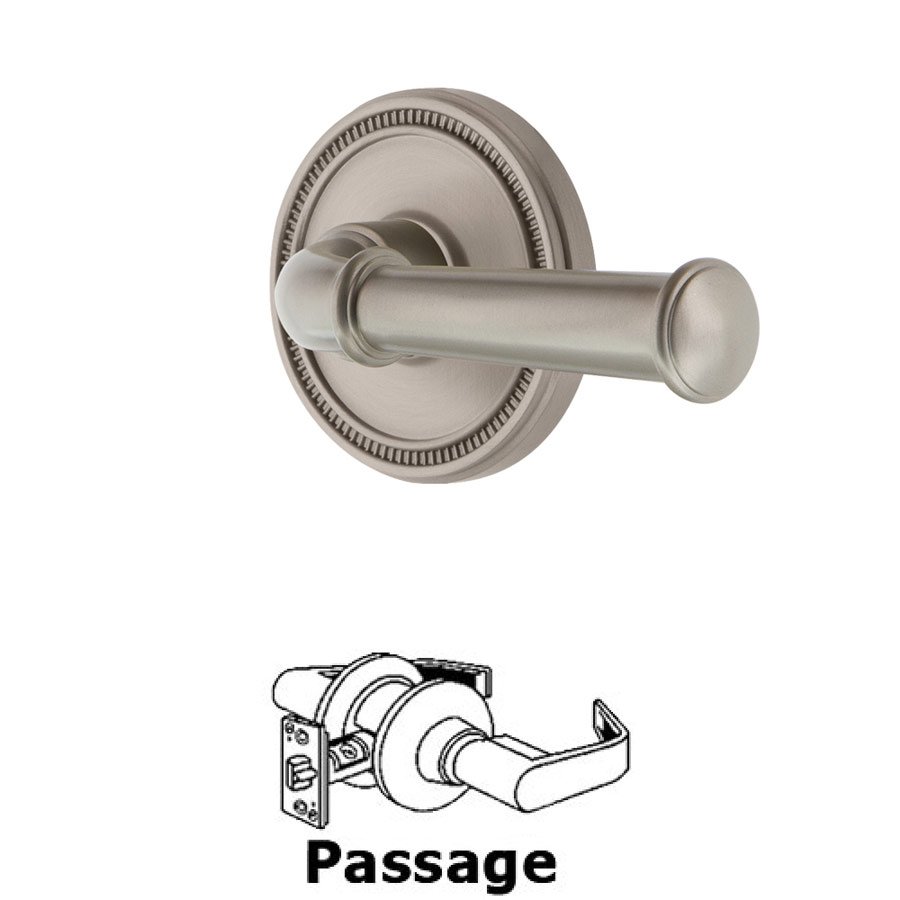 Soleil Rosette Passage with Georgetown Right Handed Lever in Satin Nickel