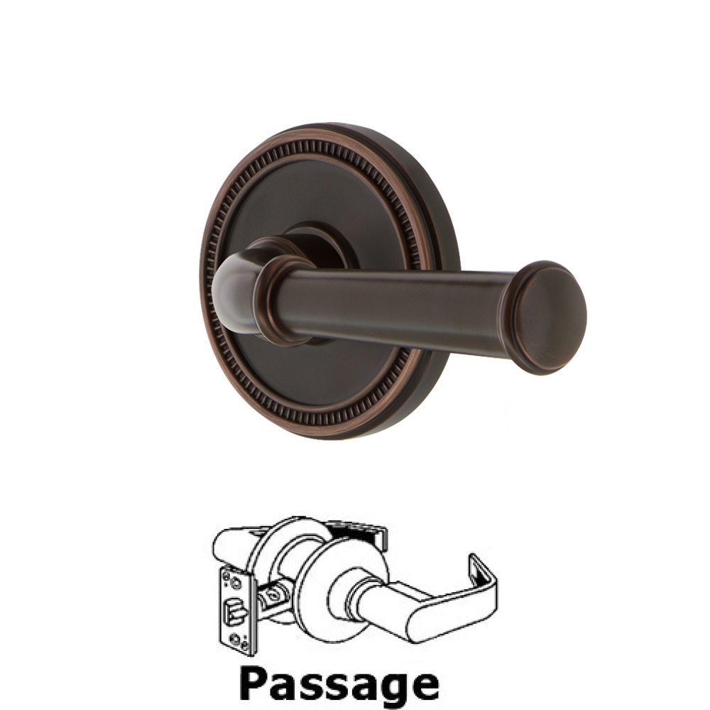 Soleil Rosette Passage with Georgetown Right Handed Lever in Timeless Bronze