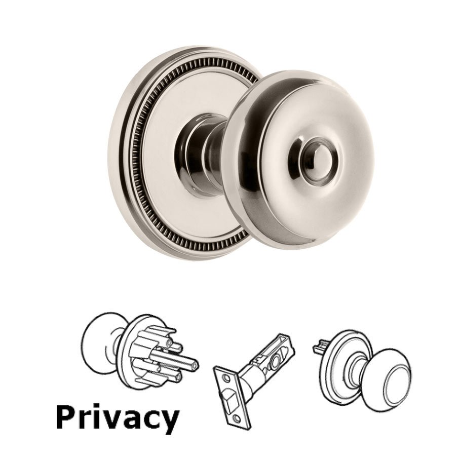 Soleil Rosette Privacy with Bouton Knob in Polished Nickel