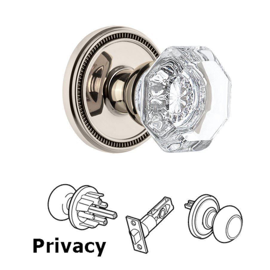 Soleil Rosette Privacy with Chambord Crystal Knob in Polished Nickel