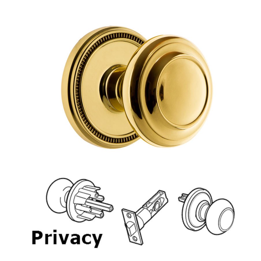 Soleil Rosette Privacy with Circulaire Knob in Lifetime Brass