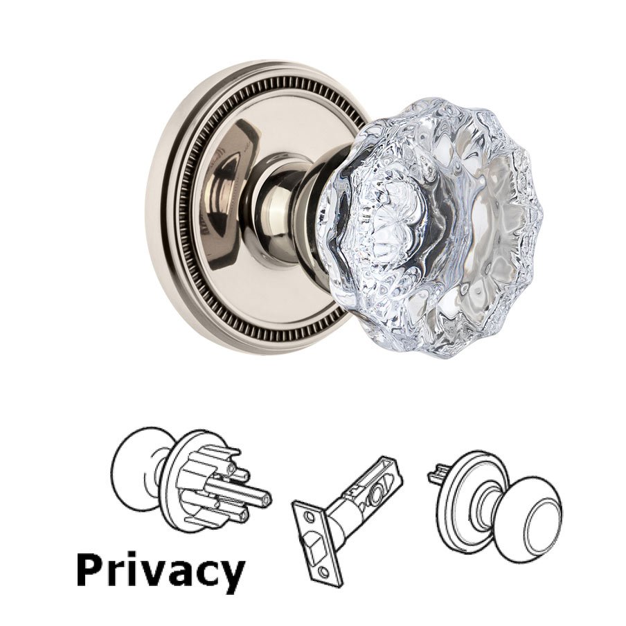 Soleil Rosette Privacy with Fontainebleau Crystal Knob in Polished Nickel
