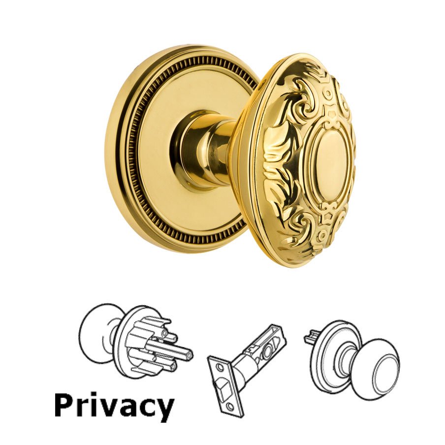 Soleil Rosette Privacy with Grande Victorian Knob in Lifetime Brass
