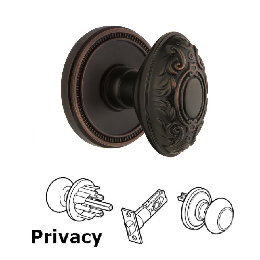 Soleil Rosette Privacy with Grande Victorian Knob in Timeless Bronze