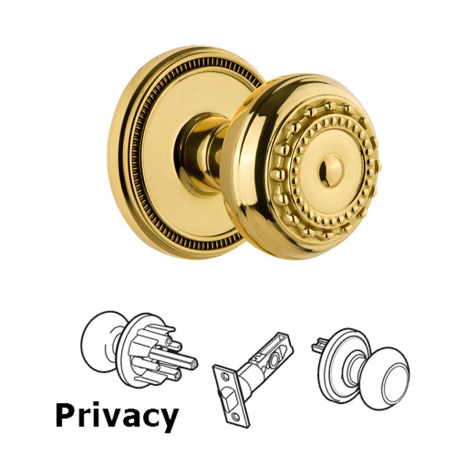 Soleil Rosette Privacy with Parthenon Knob in Lifetime Brass