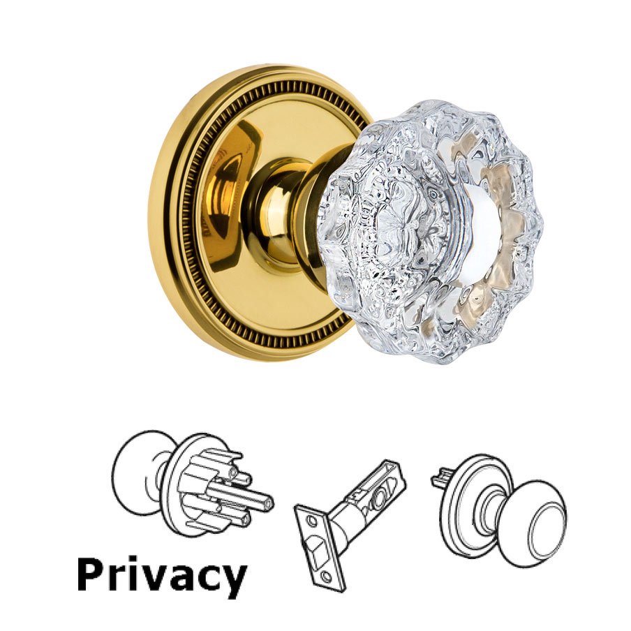 Soleil Rosette Privacy with Versailles Crystal Knob in Lifetime Brass