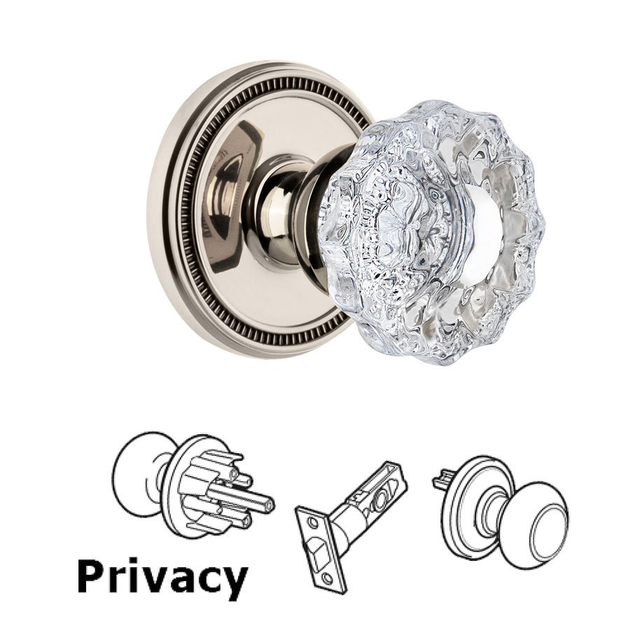 Soleil Rosette Privacy with Versailles Crystal Knob in Polished Nickel