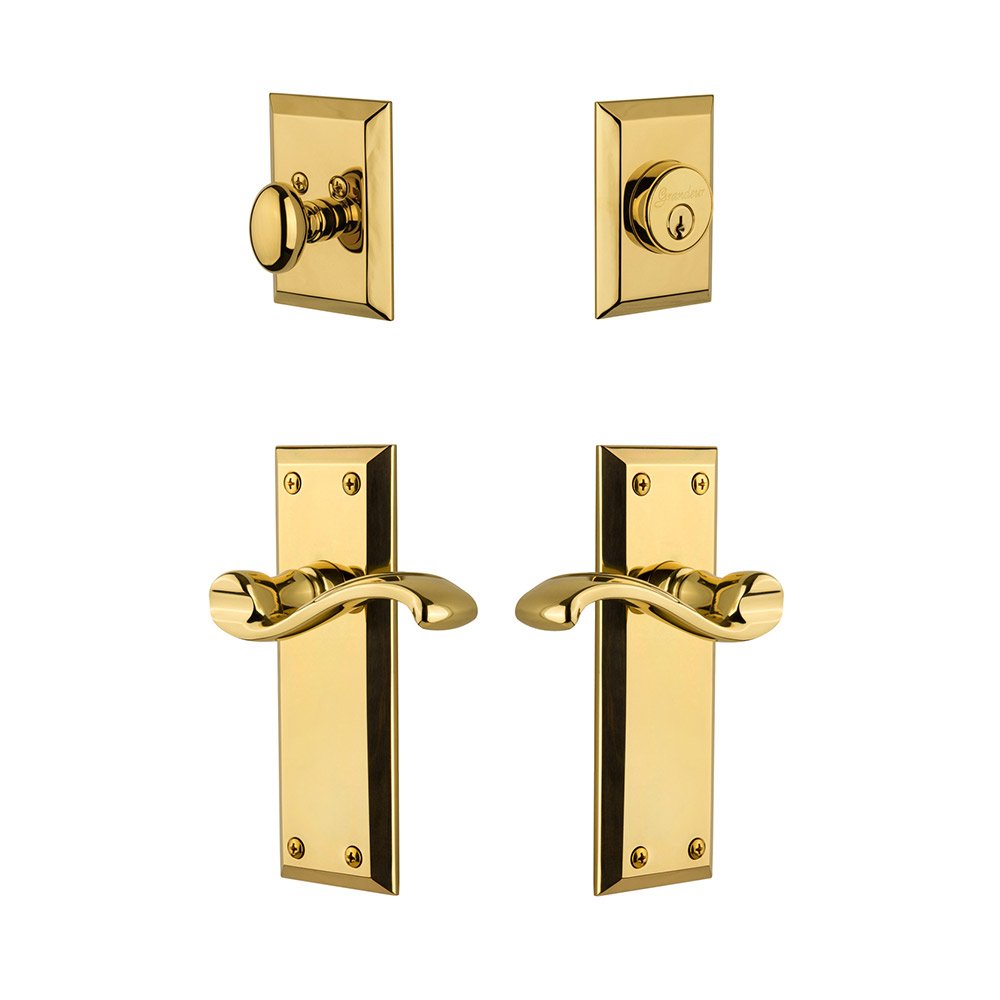 Fifth Avenue Plate With Portfino Lever & Matching Deadbolt In Lifetime Brass