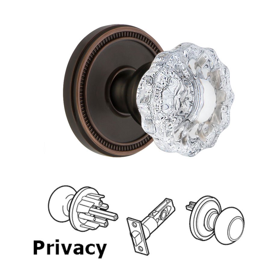 Soleil Rosette Privacy with Versailles Crystal Knob in Timeless Bronze