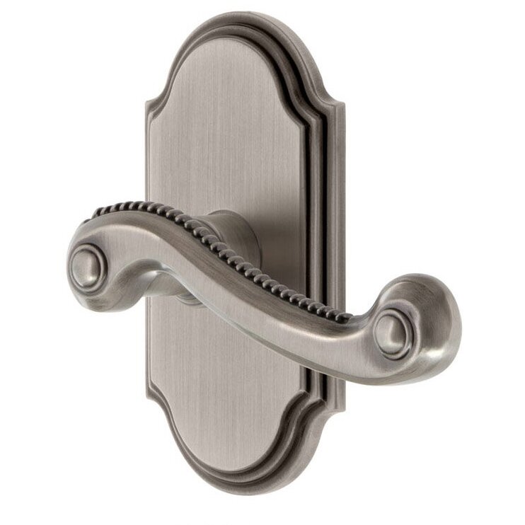 Passage Arc Plate with Right Handed Newport Lever in Antique Pewter