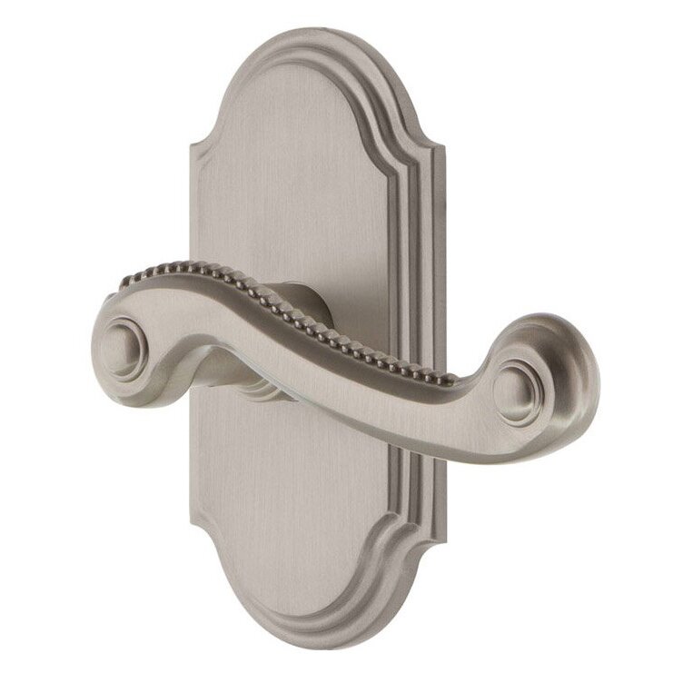 Passage Arc Plate with Right Handed Newport Lever in Satin Nickel