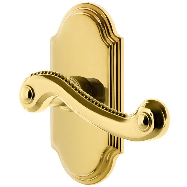 Passage Arc Plate with Right Handed Newport Lever in Lifetime Brass