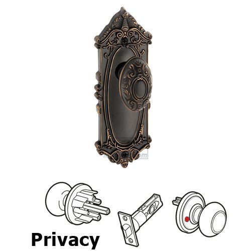 Privacy Knob - Grande Victorian Plate with Grande Victorian Door Knob in Timeless Bronze