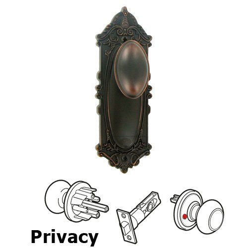 Privacy Knob - Grande Victorian Plate with Eden Prairie Door Knob in Timeless Bronze