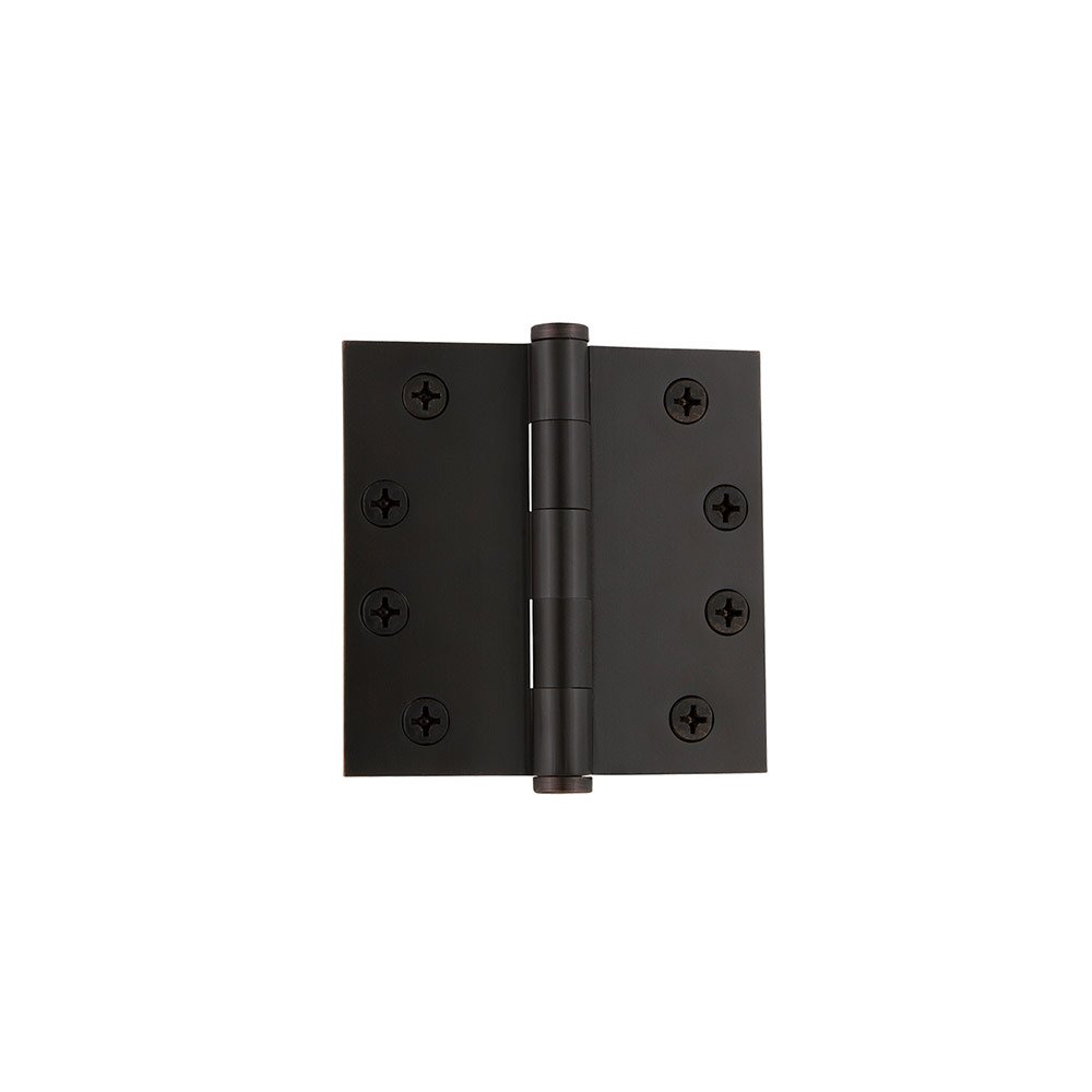 4" Button Tip Heavy Duty Hinge with Square Corners in Timeless Bronze