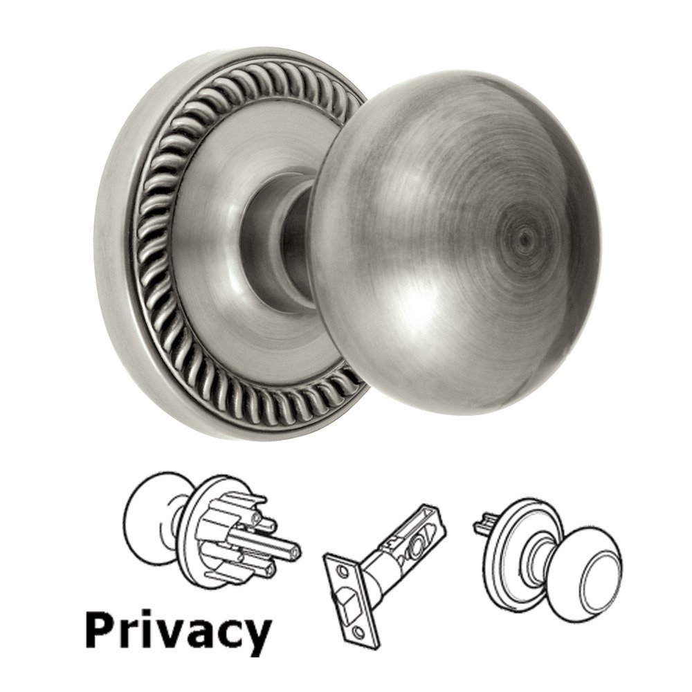 Privacy Knob - Newport Rosette with Fifth Avenue Door Knob in Antique Pewter