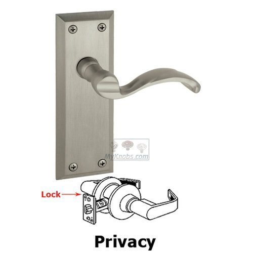 Privacy Fifth Avenue Plate with Portofino Left Handed Lever in Satin Nickel