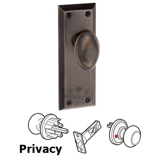Privacy Knob - Fifth Avenue Plate with Eden Prairie Door Knob in Timeless Bronze