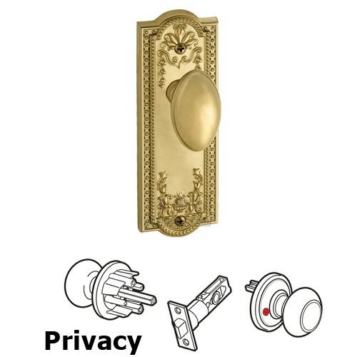 Privacy Knob - Parthenon Plate with Eden Prairie Door Knob in Polished Brass