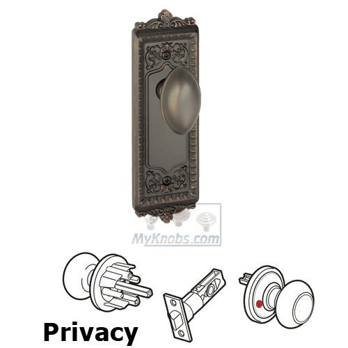 Privacy Knob - Windsor Plate with Eden Prairie Door Knob in Timeless Bronze