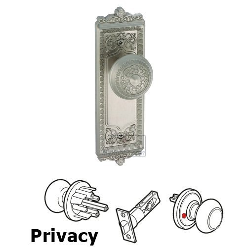 Privacy Knob - Windsor Plate with Windsor Door Knob in Satin Nickel