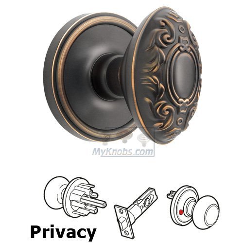 Privacy Knob - Georgetown Rosette with Grande Victorian Door Knob in Timeless Bronze