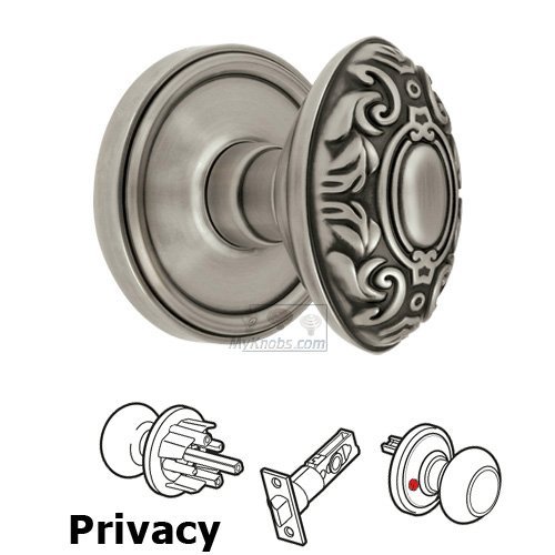 Privacy Knob - Georgetown Rosette with Grande Victorian Door Knob in Antique Pewter