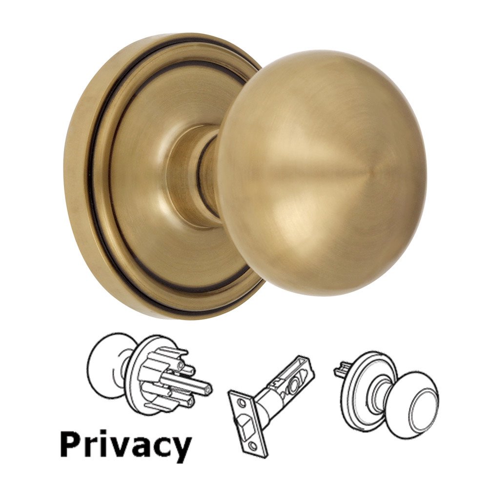 Privacy Knob - Georgetown Rosette with Fifth Avenue Door Knob in Vintage Brass