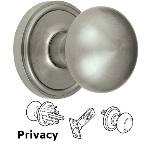 Privacy Knob - Georgetown Rosette with Fifth Avenue Door Knob in Satin Nickel