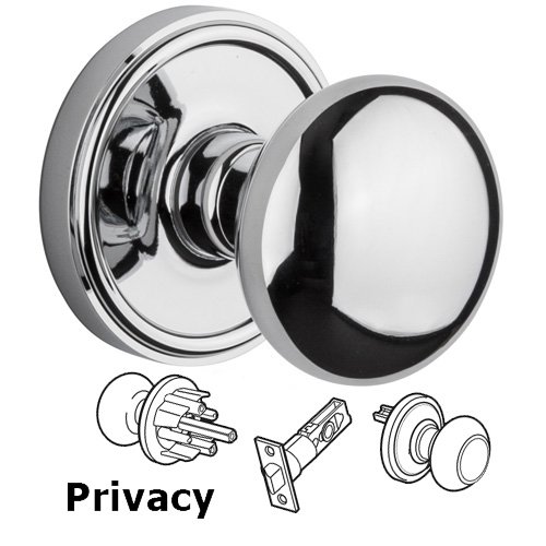 Privacy Knob - Georgetown Rosette with Fifth Avenue Door Knob in Bright Chrome
