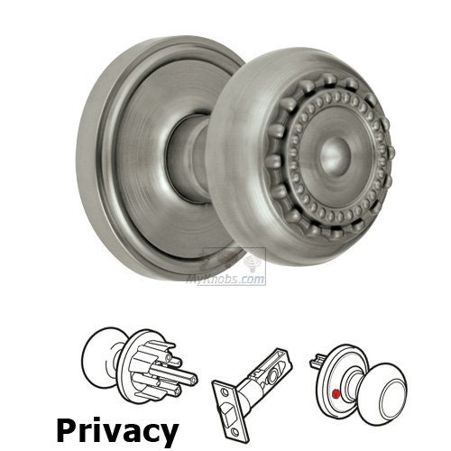 Privacy Knob - Georgetown Rosette with Parthenon Door Knob in Satin Nickel