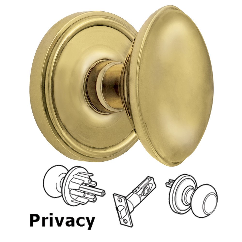 Privacy Knob - Georgetown Rosette with Eden Prairie Door Knob in Polished Brass