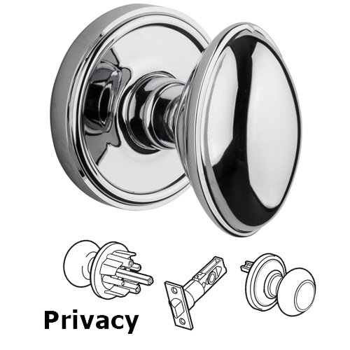 Privacy Knob - Georgetown Rosette with Eden Prairie Door Knob in Bright Chrome