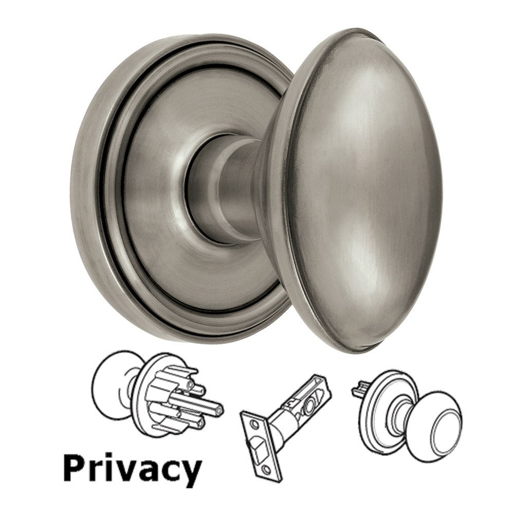 Privacy Knob - Georgetown Rosette with Eden Prairie Door Knob in Antique Pewter