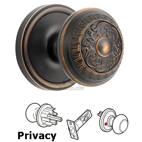 Privacy Knob - Georgetown Rosette with Windsor Door Knob in Timeless Bronze