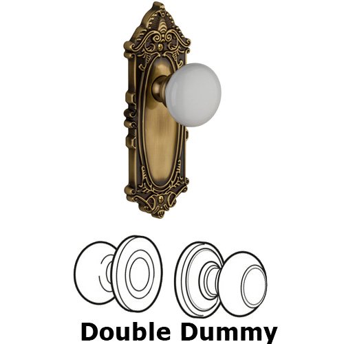 Double Dummy Knob - Grande Victorian Plate with Hyde Park Door Knob in Vintage Brass