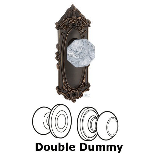 Double Dummy Knob - Grande Victorian Plate with Chambord Crystal Door Knob in Timeless Bronze