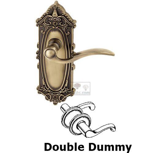 Double Dummy Lever - Grande Victorian Plate with Bellagio Door Lever in Vintage Brass
