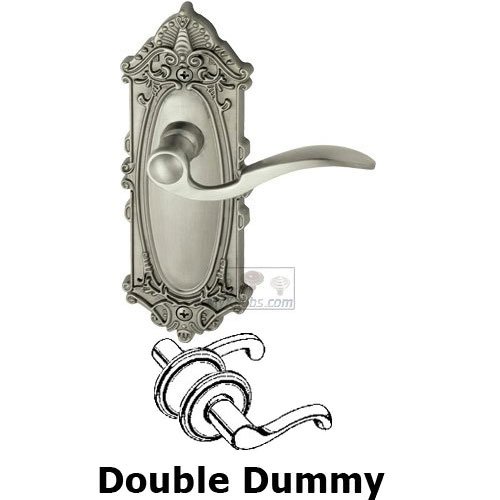 Double Dummy Lever - Grande Victorian Plate with Bellagio Door Lever in Satin Nickel