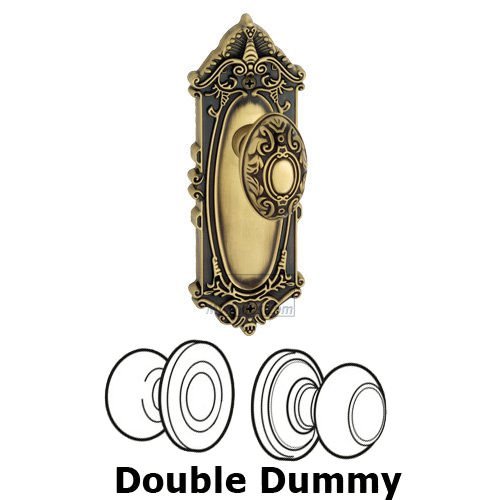 Double Dummy Knob - Grande Victorian Plate with Grande Victorian Door Knob in Vintage Brass