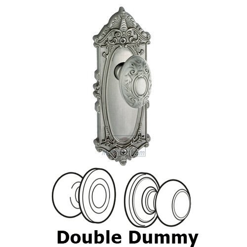Double Dummy Knob - Grande Victorian Plate with Grande Victorian Door Knob in Satin Nickel