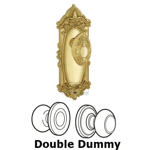 Double Dummy Knob - Grande Victorian Plate with Grande Victorian Door Knob in Polished Brass
