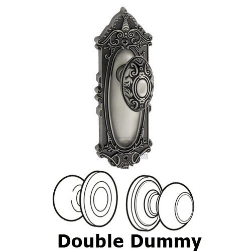 Double Dummy Knob - Grande Victorian Plate with Grande Victorian Door Knob in Antique Pewter