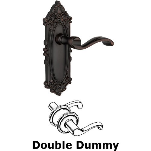 Double Dummy Lever - Grande Victorian Plate with Portofino Door Lever in Timeless Bronze