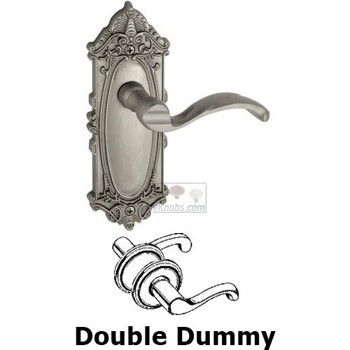 Double Dummy Lever - Grande Victorian Plate with Portofino Door Lever in Satin Nickel