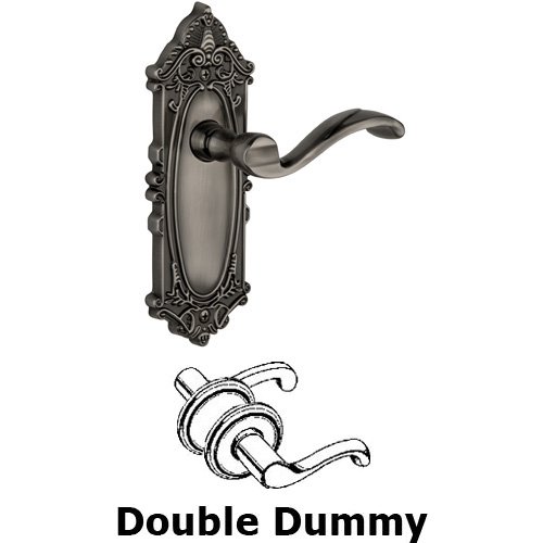 Double Dummy Lever - Grande Victorian Plate with Portofino Door Lever in Antique Pewter