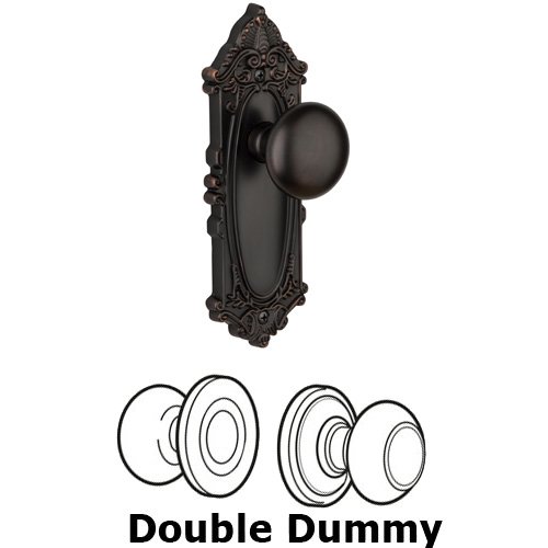 Double Dummy Knob - Grande Victorian Plate with Fifth Avenue Door Knob in Timeless Bronze
