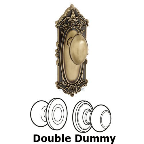 Double Dummy Knob - Grande Victorian Plate with Eden Prairie Door Knob in Vintage Brass