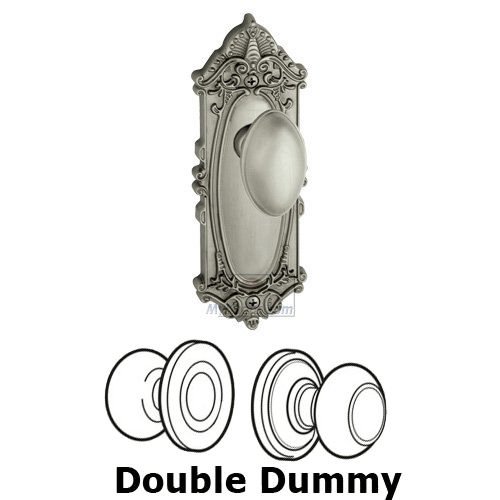 Double Dummy Knob - Grande Victorian Plate with Eden Prairie Door Knob in Satin Nickel