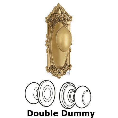 Double Dummy Knob - Grande Victorian Plate with Eden Prairie Door Knob in Polished Brass